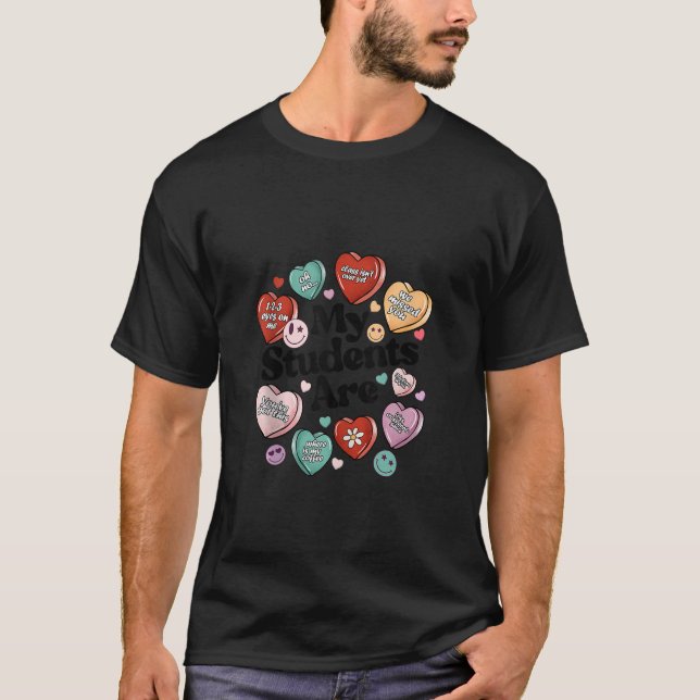 Teach Conversation Retro Herz Candy Lehrer Vale T-Shirt (Vorderseite)