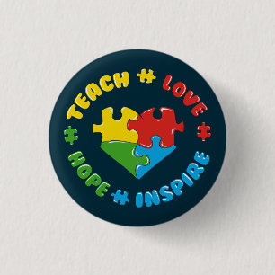 Teach Liebe Hope Inspirierte Autismus Bewusstsein Button