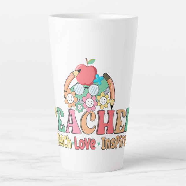 Teach ・ Liebe ・ Inspirier - Eine Feier des Erziehe Milchtasse (Vorderseite)