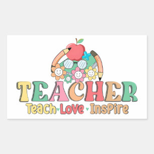 Teach ・ Liebe ・ Inspirier - Eine Feier des Erziehe Rechteckiger Aufkleber