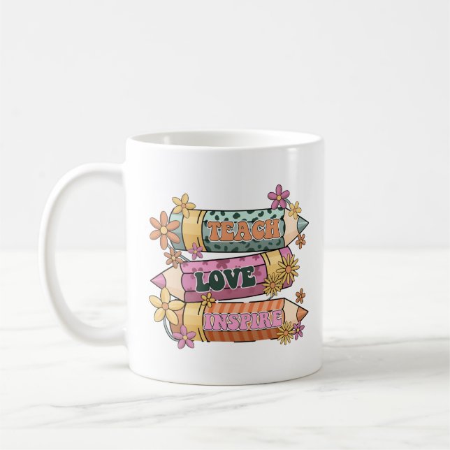 Teach-Liebe Inspiriere Retro-Design Kaffeetasse (Links)
