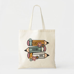 Teach-Liebe Inspiriere Retro-Design Tragetasche