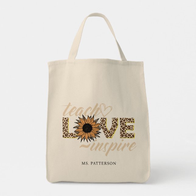 Teach Liebe Inspiriert Lehrer Sonnenblume Moderner Tragetasche (Rückseite)