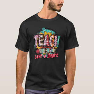 Teach Liebe Inspirierte Leopard Sonnenblumen Cowhi T-Shirt