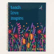 Teach-Liebe Inspirierte Navy-Floral-Dragonfly