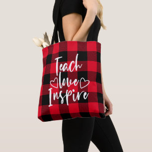 Teach Liebe Inspirierte Rot und Schwarz Buffalo Ka Tasche