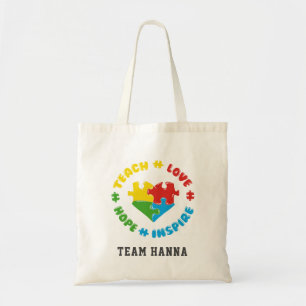 Teach Love Hope Inspire Autism Awareness Custom Tragetasche