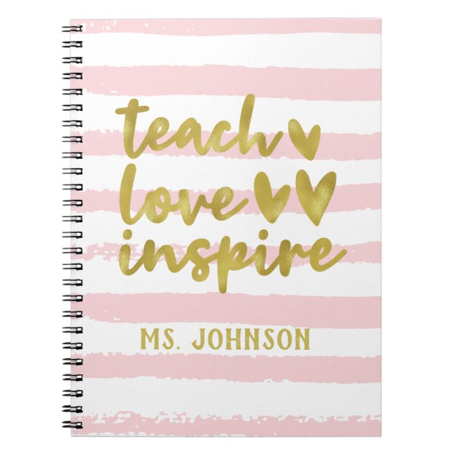 Teach Love Inspire | Blush Pink Grunge Stripes Notizblock (Vorderseite)