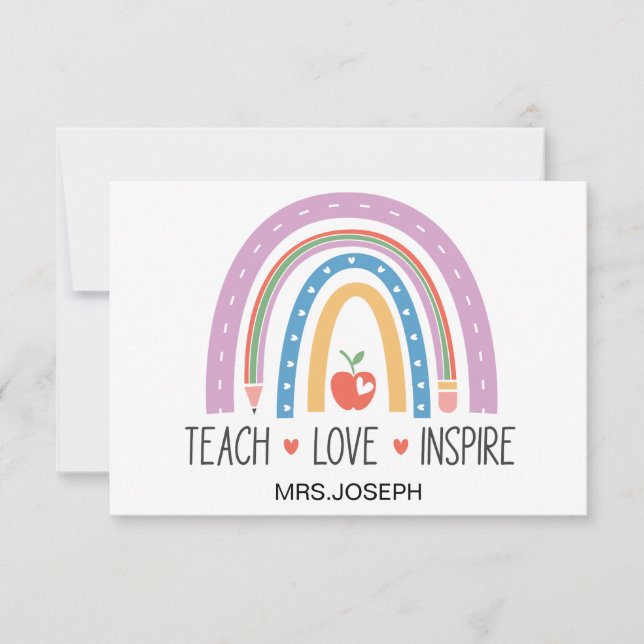Teach Love Inspire Teacher  Dankeskarte (Vorderseite)