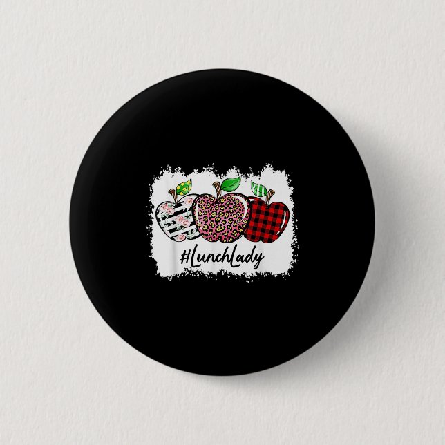 Teach Love Insre Lunch Lady Leopard Red Plain  Button (Vorderseite)
