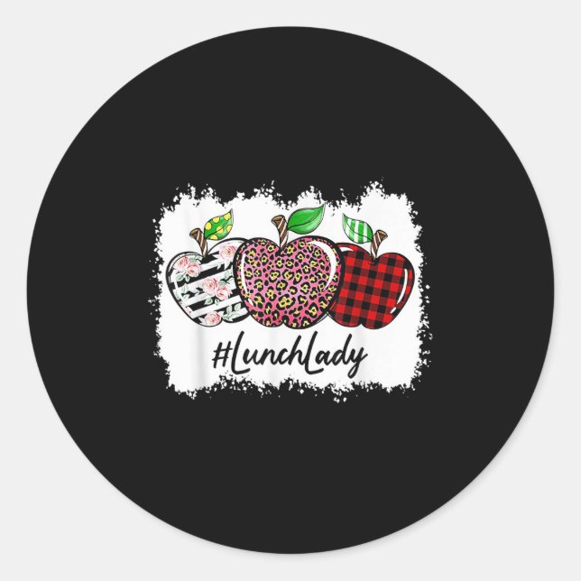 Teach Love Insre Lunch Lady Leopard Red Plain  Runder Aufkleber (Vorderseite)