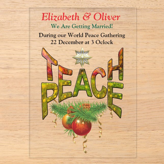 Teach Peace Christmas Ansammlung Acryleinladungen (Vorderseite)