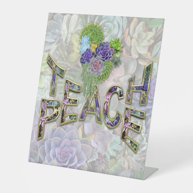 Teach Peace Christmas Ansammlung Geschenke Sockelschild (Vorderseite)