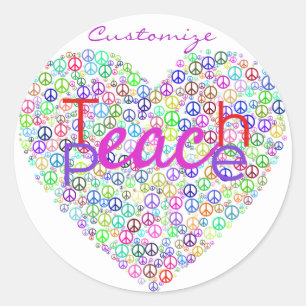 Teach Peace Heart Thunder_Cove Runder Aufkleber