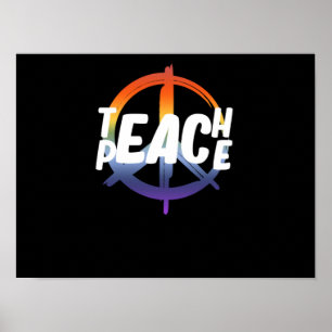 Teach Peace Support Earth World Peace Day Lover Poster