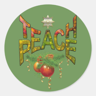 Teach-Peace-Weihnachtsgeschenk Runder Aufkleber
