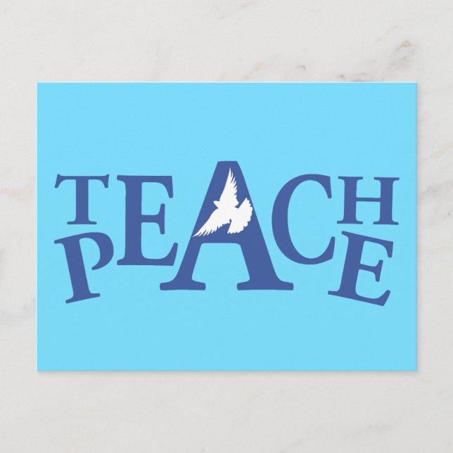 Teach Peace White Taube Zitat Postkarte (Vorderseite)