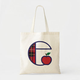 Teacher Apple Monogram Tote Bag Initial E Tragetasche