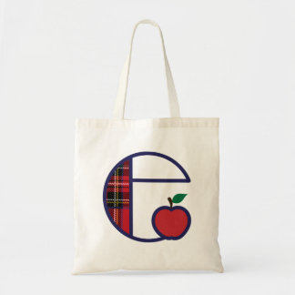 Teacher Apple Monogram Tote Bag Initial E Tragetasche