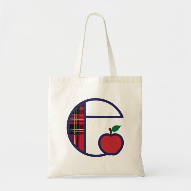 Teacher Apple Monogram Tote Bag Initial E Tragetasche (Vorne)