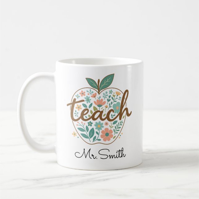 Teacher Apple Mug – Classic Red Apple Kaffeetasse (Links)