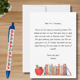 Teacher Appreciation Best Teacher Red Apple Books Dankeskarte