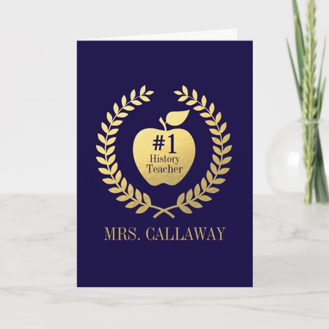 Teacher Appreciation Faux Gold Foil Custom Name Dankeskarte (Vorderseite)