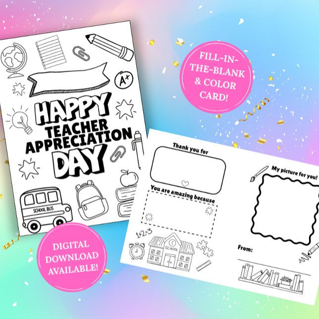 Teacher Appreciation Fill In The Blank Card Karte (Von Creator hochgeladen)