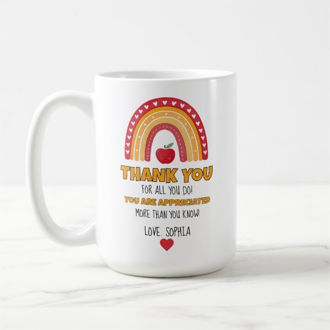 Teacher Appreciation Mug – Thank You Rainbow Kaffeetasse (Links)