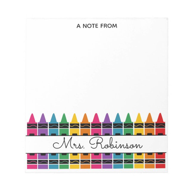 Teacher Appreciation Rainbow Crayon  Notizblock (Vorderseite)
