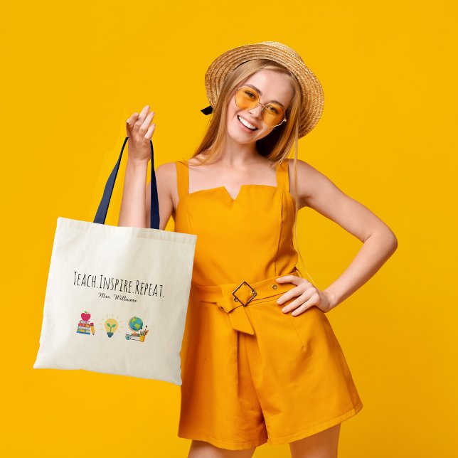 Teacher Appreciation Teach Inspire Repeat Custom Tragetasche (Von Creator hochgeladen)