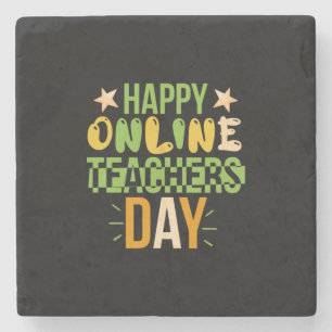 Teacher Art Happy Online Teacher Day Steinuntersetzer