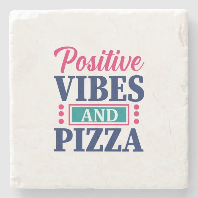 Teacher Art positive Vibes und Pizza Steinuntersetzer (Vorderseite)