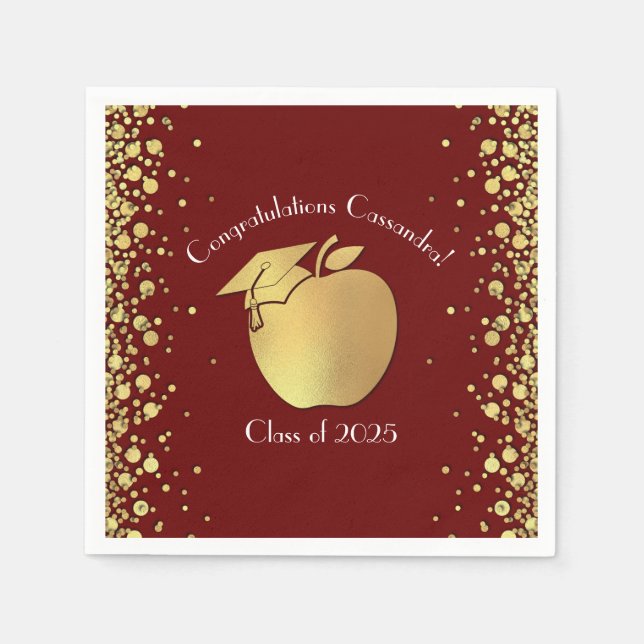 Teacher Bildung Abschluss Maroon Gold Serviette (Vorderseite)