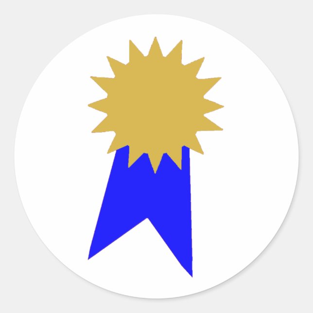 Teacher Blue Ribbon Gold Star Students Award Runder Aufkleber (Vorderseite)