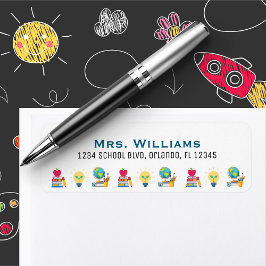 Teacher Book Lightbulb Globe School Return Address