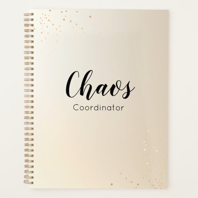 Teacher Chaos Coordinator Gold Glitzer Script Planer (Vorderseite)