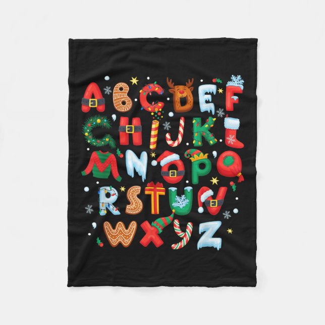 Teacher Christmas Alphabet Back To School Holiday  Fleecedecke (Vorderseite)