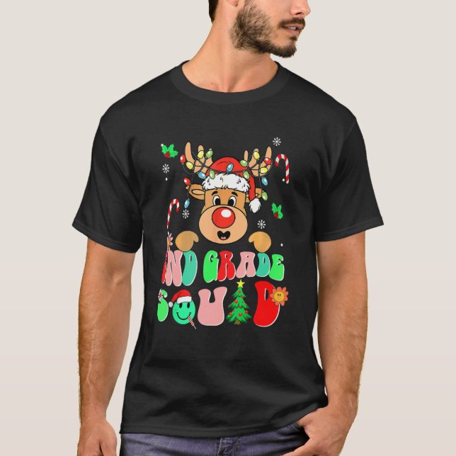Teacher Christmas Funny 2nd Grade Squad Reindeer G T-Shirt (Vorderseite)