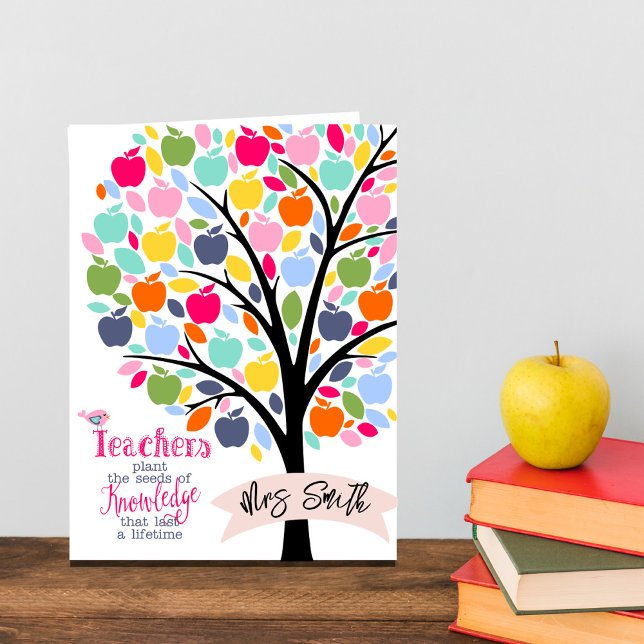 Teacher Colorful Apfelbaum danke Ihnen Karte (Von Creator hochgeladen)