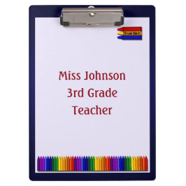 Teacher Crayons Custom Clipboard Klemmbrett