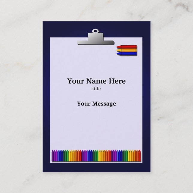 Teacher Crayons Design Chubby Business Card Visitenkarte (Vorderseite)