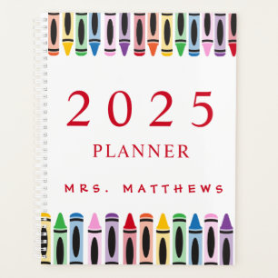 Teacher Cute Couleur Crayon 2025 Planificateur