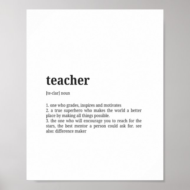 Teacher Definition Dictionary Wall Art Poster (Vorne)