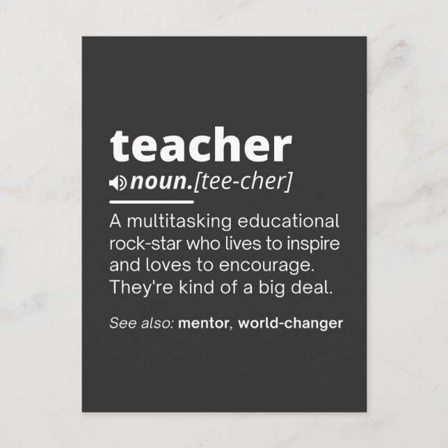 Teacher Definition - Funny Teaching School Teacher Postkarte (Vorderseite)