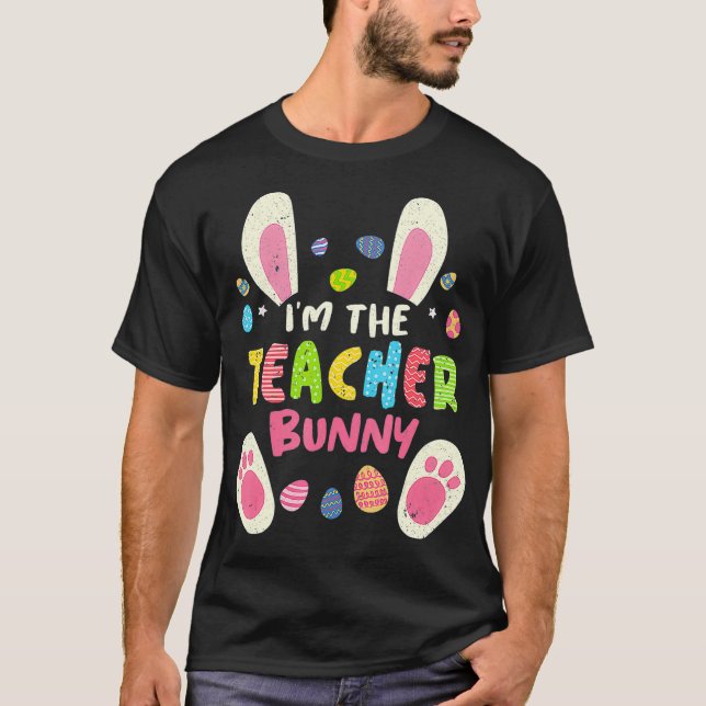 Teacher Easter Matching Family Party Bunny Face Co T-Shirt (Vorderseite)