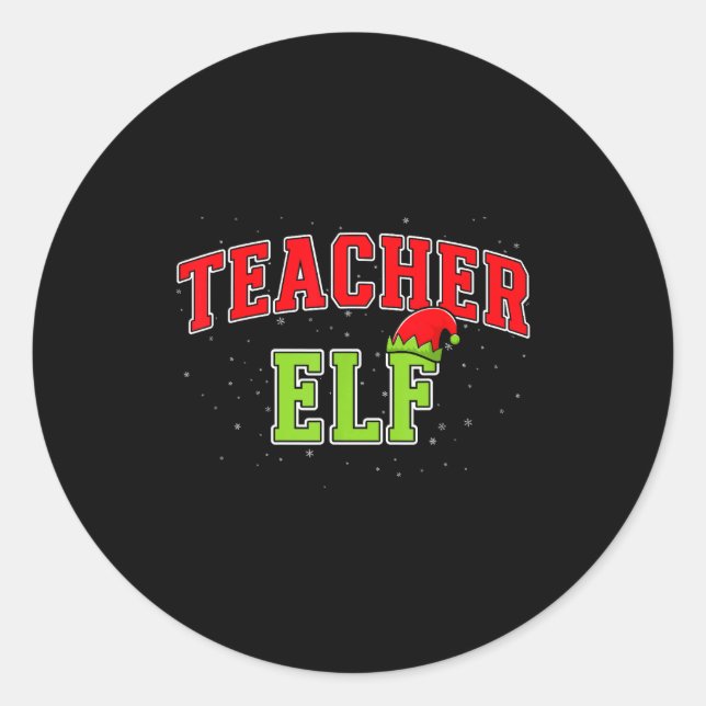 Teacher Elf Christmas Family Matching Group Xmas T Runder Aufkleber (Vorderseite)