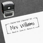 Teacher from the library of bookplate permastempel<br><div class="desc">Bookplate self-inking stamp in a whimsical,  hand drawn handwritten style.</div>