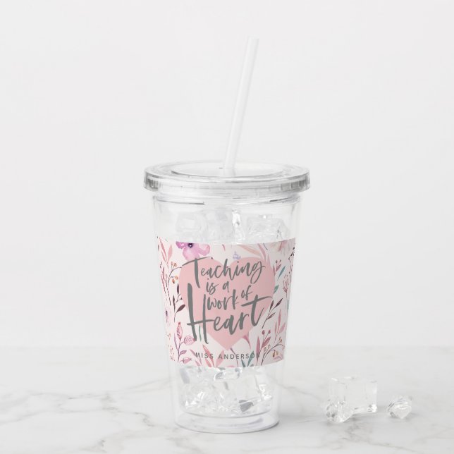 Teacher Geschenk Wasserfarben Herzkaffee Tasse (Rückseite Ice)