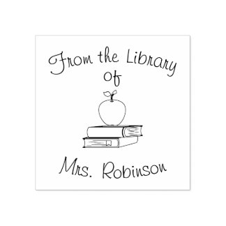 Teacher gibt Klassenbücher Bibliothek Rubber-Brief Gummistempel